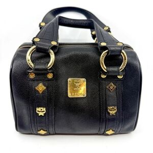 Authentic MCM Black And Gold Mini Boston Bag